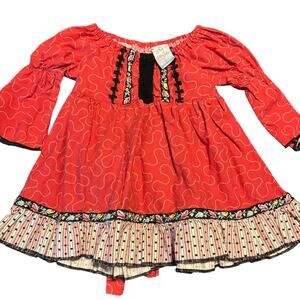 Bercot Art & Soul Boutique Girl's Embroidered Red Dress Vintage Size 4